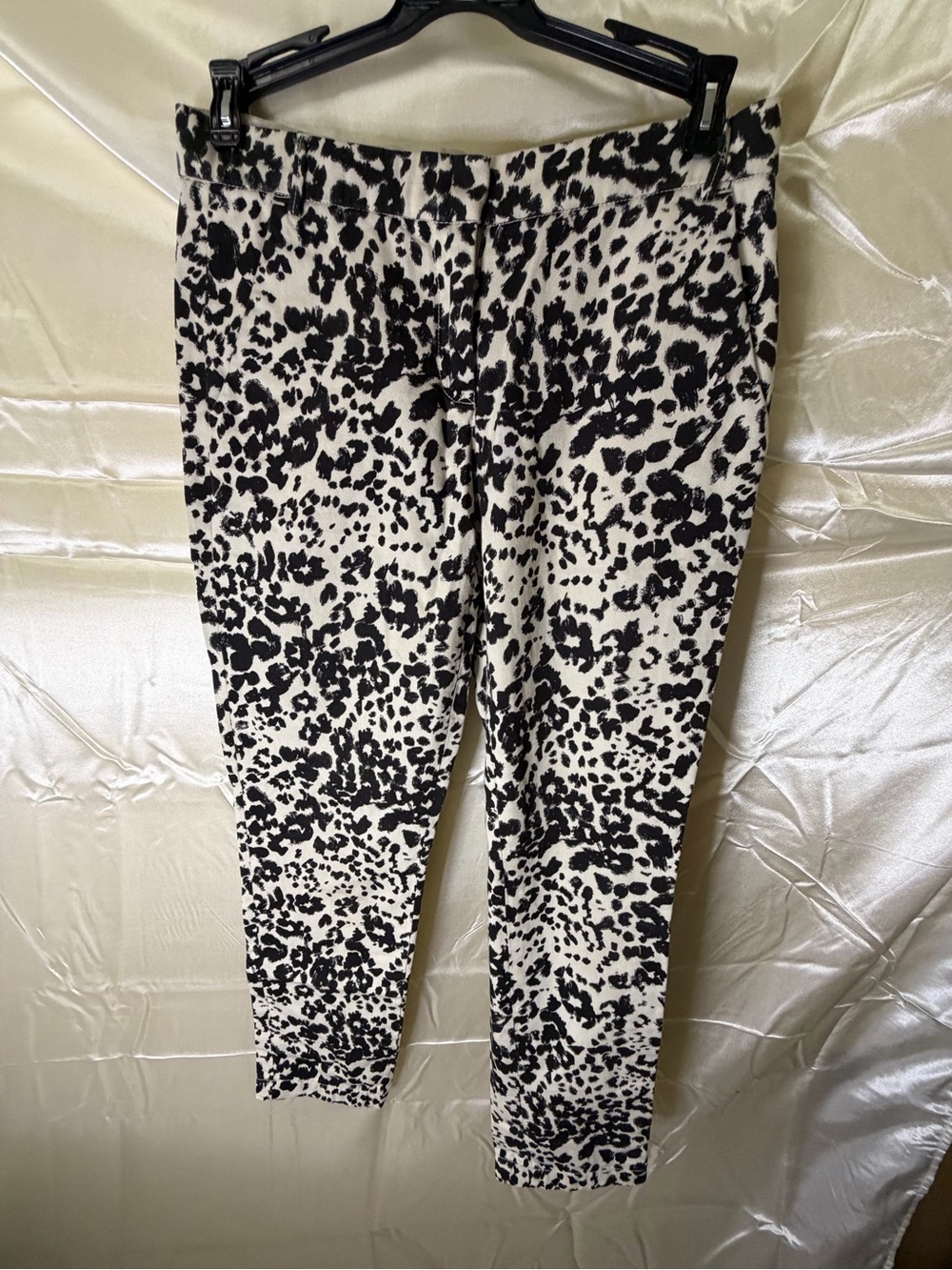 J Crew Crewcuts Girls 14 Leopard Animal Print Pants Black Ivory Cotton